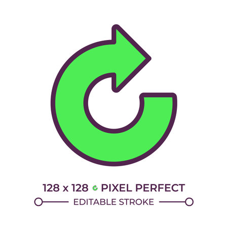 Clockwise arrow RGB color icon. Representing repeat function. System updating. Loading sign. Circular arrow. Isolated vector illustration. Simple filled line drawing. Editable strokeのイラスト素材