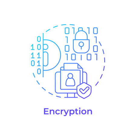 Encryption blue gradient concept icon. Security protocols, access management. Data confidentiality. Round shape line illustration. Abstract idea. Graphic design. Easy to use in infographicのイラスト素材