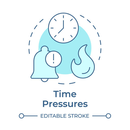 Time pressures soft blue concept icon. Workflow management, deadline. Urgency, planning. Round shape line illustration. Abstract idea. Graphic design. Easy to use in infographic, presentationのイラスト素材