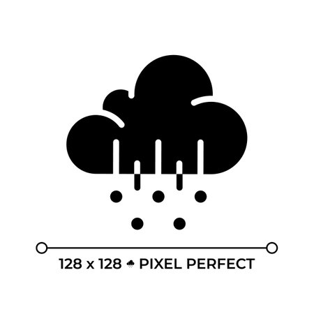 Hail black glyph icon. Hailstorms and extreme weather conditions. Icy precipitation. Weather forecast. Meteorology. Silhouette symbol on white space. Solid pictogram. Vector isolated illustrationのイラスト素材