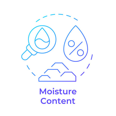Moisture content test blue gradient concept icon. Measuring amount of water in ground. Geotech exploration. Round shape line illustration. Abstract idea. Graphic design. Easy to use in presentationのイラスト素材