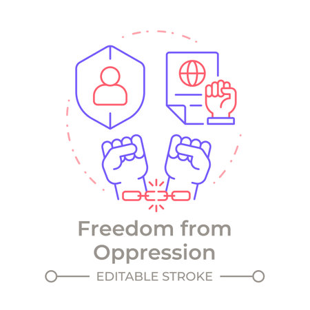 Oppression freedom duo tone concept icon. Civil rights, social policy. Equality, discrimination. Round two color outline illustration. Abstract vector design. Easy to use in infographic, presentationのイラスト素材
