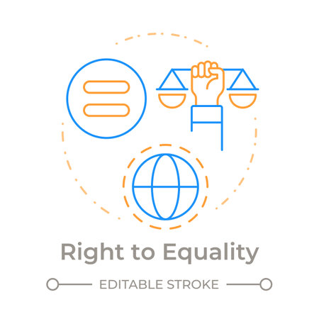Equality right duo tone concept icon. Social justice, human rights. Democracy, liberty. Round two color outline illustration. Abstract vector design. Easy to use in infographic, presentationのイラスト素材
