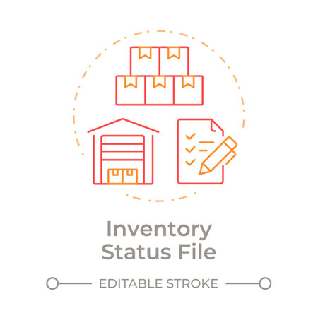Inventory status file duo tone concept icon. Record of up to date manufacturing information. MRP input. Round two color outline illustration. Abstract vector design. Easy to use in articleのイラスト素材