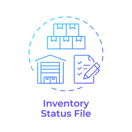 Inventory status file blue gradient concept icon. Record of up to date manufacturing information. MRP input. Round shape line illustration. Abstract idea. Graphic design. Easy to use in articleのイラスト素材