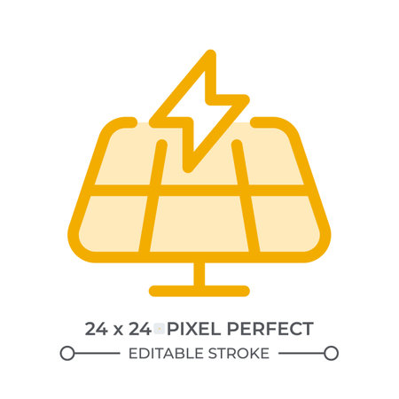 Solar panel duotone color ui icon. Electricity generation from sun power. Sustainable energy source....