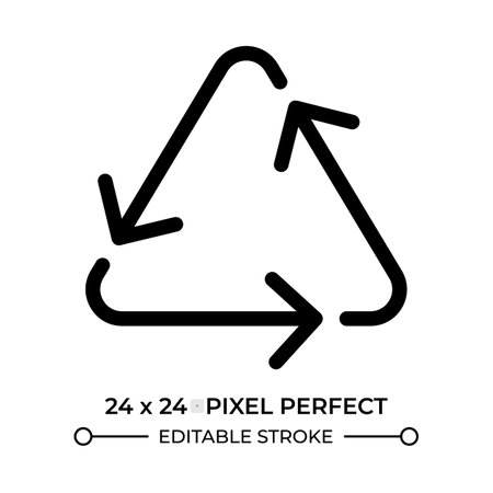 Triangular recycling sign glyph ui icon. Sustainable consumption and manufacturing. Reusing...
