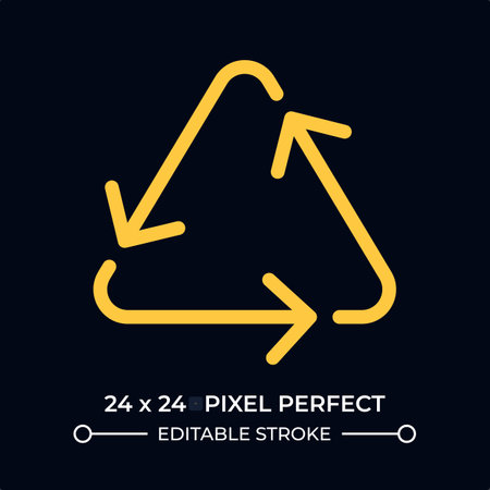 Triangular recycling sign dark color line ui icon. Sustainable consumption and manufacturing....