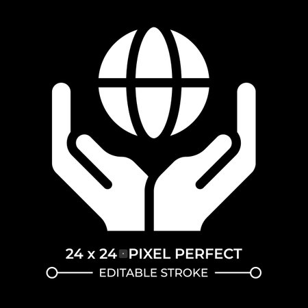 Earth globe in hands glyph ui icon isolated on black. Save planet ecology. International environment...