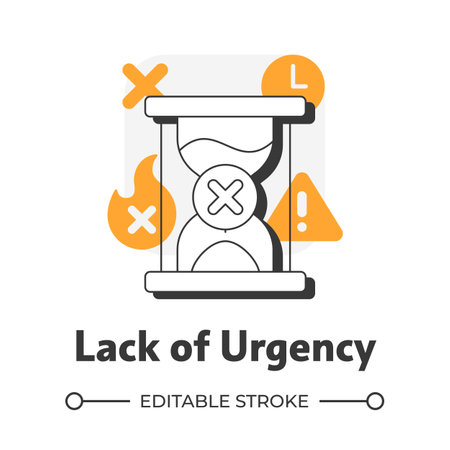 Lack of urgency flat outline concept icon. Low priority. Schedule appointment. Change date. Customer...