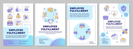 Employee fulfillment blue gradient brochure layout. Corporate perks, workers benefits. Leaflet...
