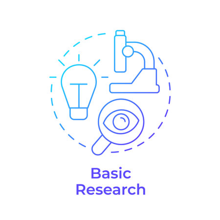 Basic research blue gradient concept icon. Curiosity and desire to expand knowledge. Study and development type. Round shape line illustration. Abstract idea. Graphic design. Easy to use in brochureのイラスト素材
