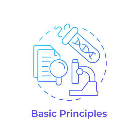 Basic principles blue gradient concept icon. Testing activity. Technology readiness level. Research stage. Round shape line illustration. Abstract idea. Graphic design. Easy to use in brochureのイラスト素材