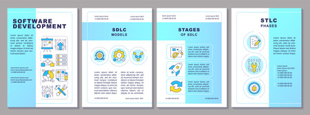 Software development stages brochure layout. Programming framework, coding. Leaflet advertising...