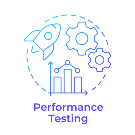 Performance testing blue gradient concept icon. Statistical graph, efficiency metric. Round shape line illustration. Abstract idea. Graphic design. Easy to use in infographic, presentationのイラスト素材