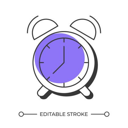 Alarm clock offset shadow line icon. Time management, deadline. Stopwatch, timer. Productivity,...