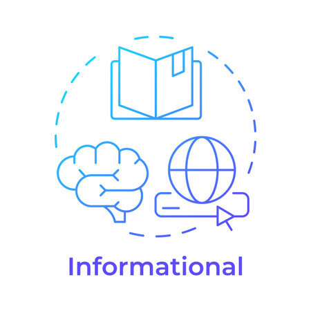 Informational blue gradient concept icon. Search engine. Product information, knowledge. Round shape line illustration. Abstract idea. Graphic design. Easy to use in presentation, infographicのイラスト素材