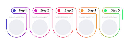 Biotechnology infographic template. Medical technology development. Healthcare. Data visualization with 5 steps. Empty process vector design. Editable blank options info graphics. Lexend font usedのイラスト素材