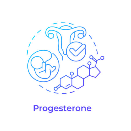 Progesterone blue gradient concept icon. Prepare uterus for pregnancy. Women health support. Menopause treatment. Round shape line illustration. Abstract idea. Graphic design. Easy to use in blog postのイラスト素材