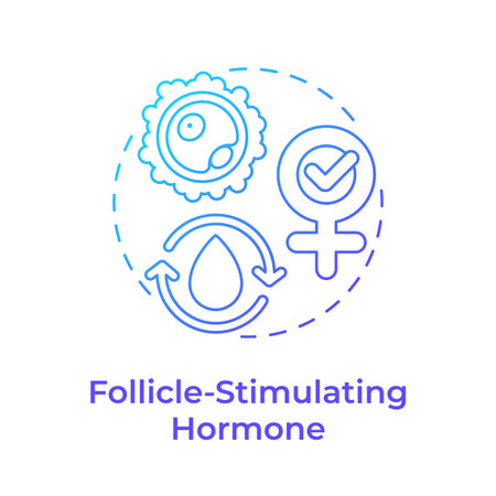 Follicle stimulating hormone blue gradient concept icon. Regulating menstrual cycle. Menopause treatment. Round shape line illustration. Abstract idea. Graphic design. Easy to use in blog postのイラスト素材