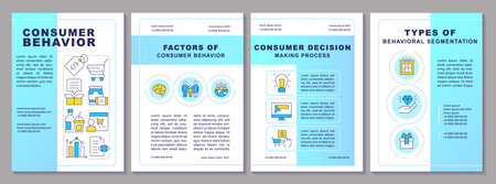 Consumer behavior brochure layout. Online commerce, purchase. Budgeting, time. Leaflet advertising...