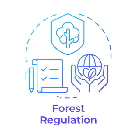 Forest regulation blue gradient concept icon. Ecology preservation, environment protection. Round shape line illustration. Abstract idea. Graphic design. Easy to use in brochure, bookletのイラスト素材