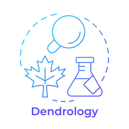 Dendrology blue gradient concept icon. Nature science, biotechnology. Ecology, environment. Round shape line illustration. Abstract idea. Graphic design. Easy to use in brochure, bookletのイラスト素材