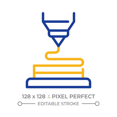 Metal 3d printing two color line icon. Modern technology, manufacturing. Electronic, engineering....