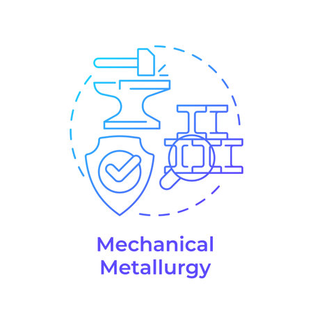 Mechanical metallurgy blue gradient concept icon. Metals behavior under tension, compression, bending and impact. Round shape line illustration. Abstract idea. Graphic design. Easy to use inのイラスト素材