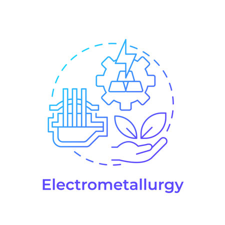 Electrometallurgy blue gradient concept icon. Electrical energy to extract and refine metals. Extractive metallurgy method. Round shape line illustration. Abstract idea. Graphic design. Easy to use inのイラスト素材