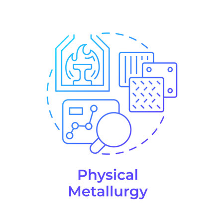 Physical metallurgy blue gradient concept icon. Structure, properties, behavior of metals and alloys. Ironmaking industry. Round shape line illustration. Abstract idea. Graphic design. Easy to use inのイラスト素材