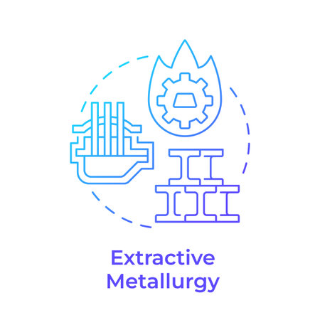 Extractive metallurgy blue gradient concept icon. Natural mineral sources and ores. Physical, chemical methods. Round shape line illustration. Abstract idea. Graphic design. Easy to use inのイラスト素材