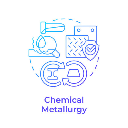 Chemical metallurgy blue gradient concept icon. Metal production, purification and treatment. Studying reactions. Round shape line illustration. Abstract idea. Graphic design. Easy to use inのイラスト素材
