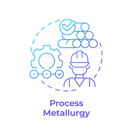 Process metallurgy blue gradient concept icon. Metallurgical engineering. Converting raw ores into finished metal products. Round shape line illustration. Abstract idea. Graphic design. Easy to use inのイラスト素材