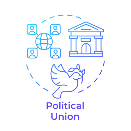Political union blue gradient concept icon. Government organization. Regulatory control. Round shape line illustration. Abstract idea. Graphic design. Easy to use in article, brochureのイラスト素材