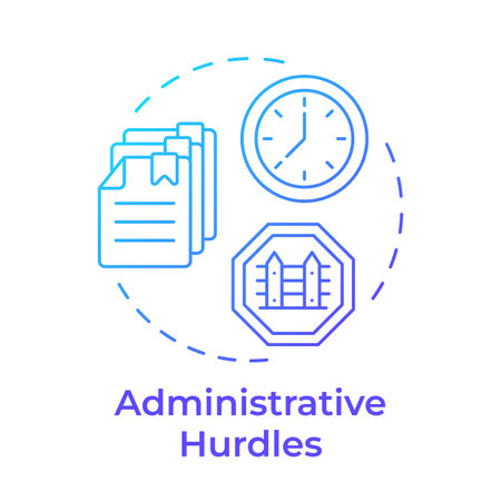 Administrative hurdles blue gradient concept icon. Bureaucracy management, paperwork organization. Round shape line illustration. Abstract idea. Graphic design. Easy to use article, brochureのイラスト素材