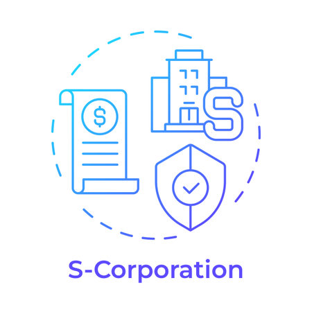 S corporation blue gradient concept icon. Limited liability and partnership taxes pros. Business structure. Round shape line illustration. Abstract idea. Graphic design. Easy to use in infographicのイラスト素材