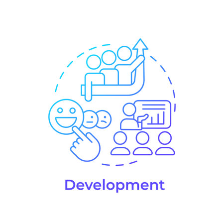 Development blue gradient concept icon. Enhancing skills and knowledge. Employee lifecycle. Round shape line illustration. Abstract idea. Graphic design. Easy to use in promotional material,のイラスト素材
