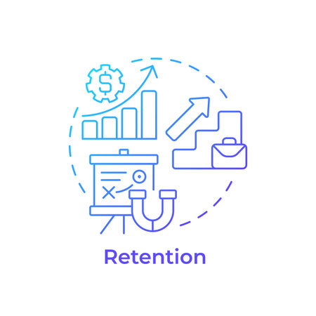 Retention blue gradient concept icon. Keeping talents engaged in workflow. Employee lifecycle. Round shape line illustration. Abstract idea. Graphic design. Easy to use in promotional material,のイラスト素材