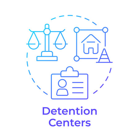 Detention centers blue gradient concept icon. Hold people for administrative reasons. Correctional institution. Round shape line illustration. Abstract idea. Graphic design. Easy to use in bookletのイラスト素材