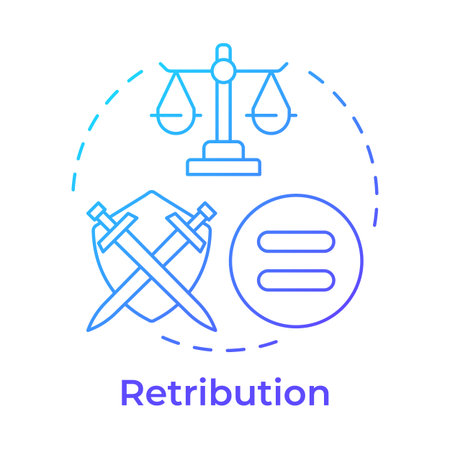 Retribution blue gradient concept icon. Punishment proportionation. Crime prevention. Corrections management. Round shape line illustration. Abstract idea. Graphic design. Easy to use in bookletのイラスト素材