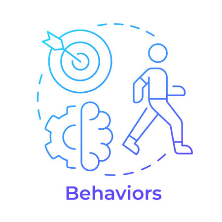 Behaviors blue gradient concept icon. Personal development, goal achievement. Self improvement. Round shape line illustration. Abstract idea. Graphic design. Easy to use in blog post, bookletのイラスト素材