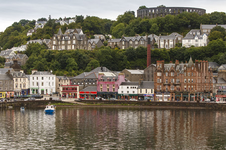 Oban, Scotland / United Kingdom - Jul 09 2017: view of town and harbour.のeditorial素材
