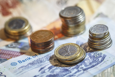 Currency, bills and coins from different countries