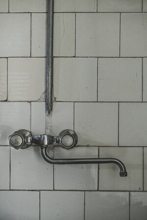 Bathroom old and ruined abandoned house.の写真素材