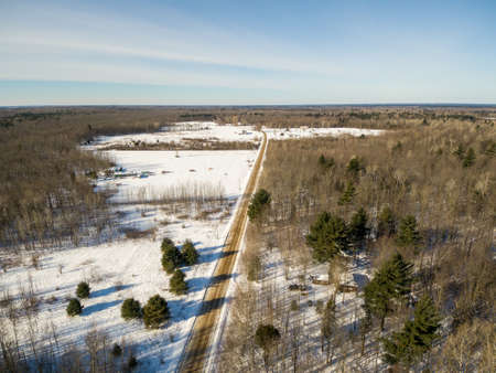 Aerial view of O'Connell Road in Moira, Franklin County, New Yorkの写真素材