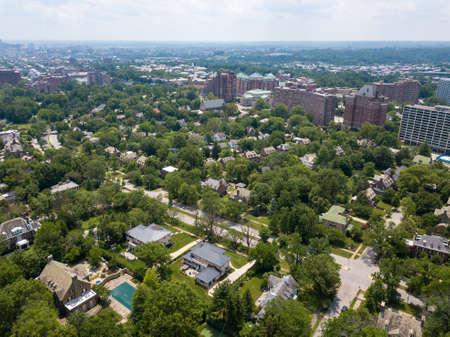 Aerial view of the Guilford and Tuscany-Canterbury neighborhood in Baltimore, Marylandのeditorial素材