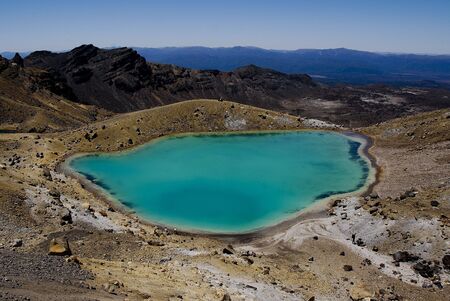Blue Lake, Tongariro Crossing, New Zealandの写真素材