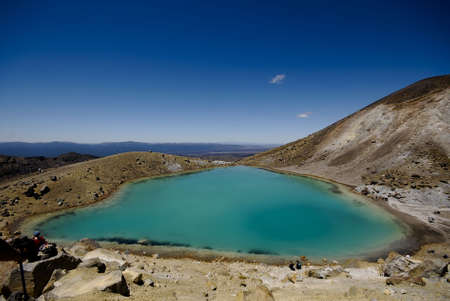 Blue Lake, Tongariro Crossing, New Zealandの写真素材