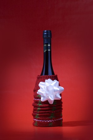A wine bottle wraped for presentの写真素材